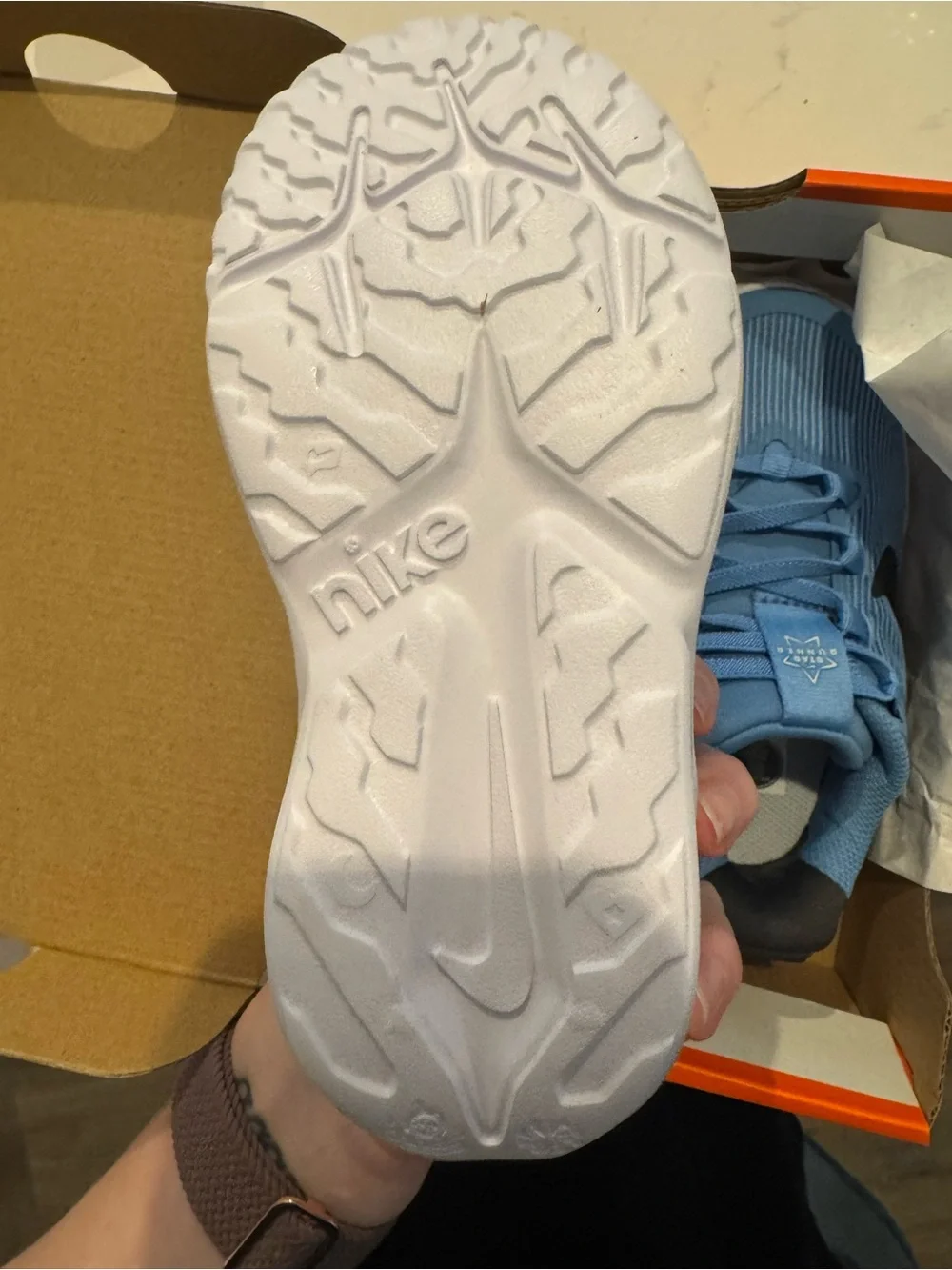 Nike Kids Light Blue Sneakers with Black Swoosh